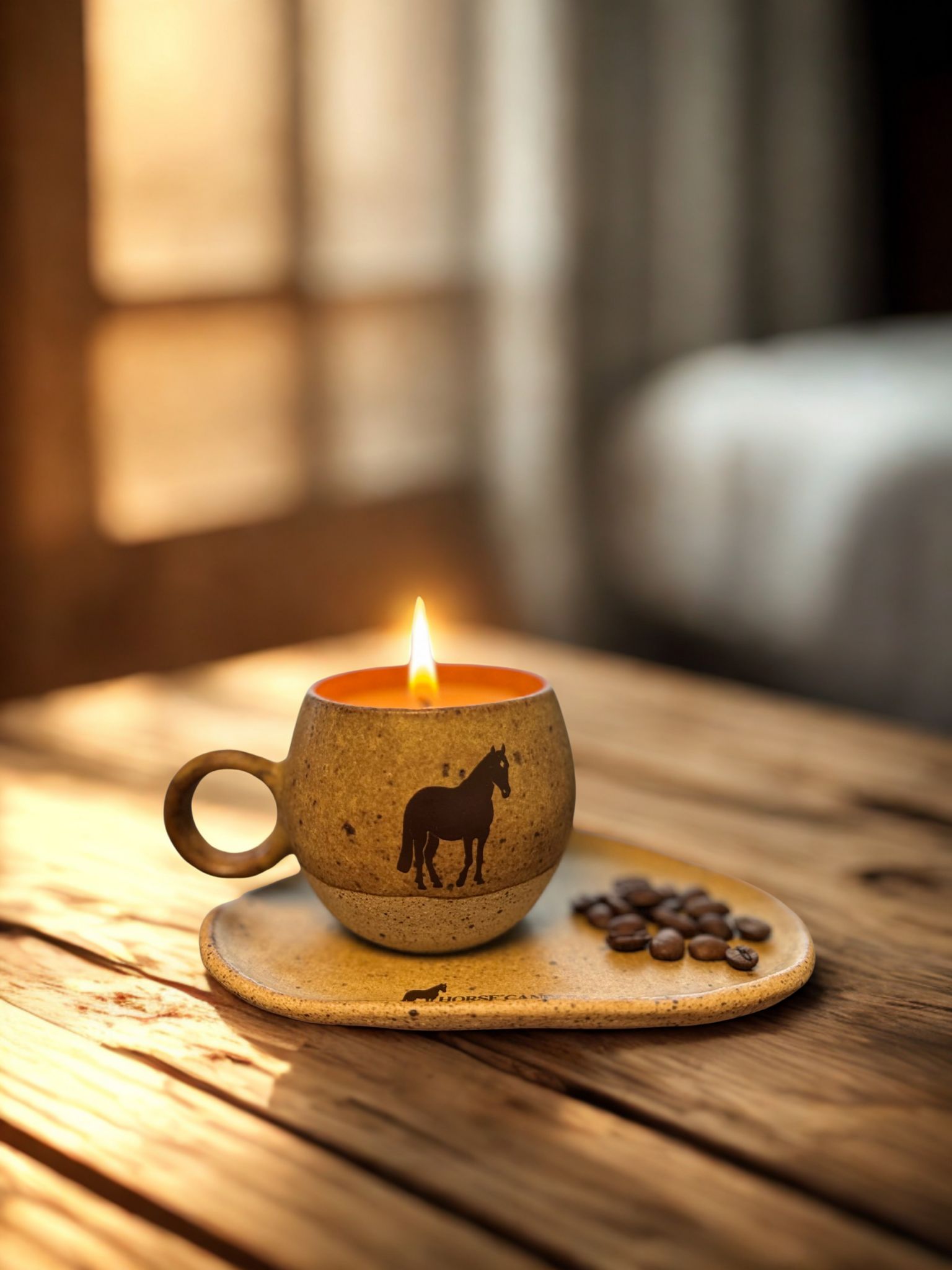 Vela Aromática Horse Candles Café da Fazenda - Xícara com cavalo ou Bridão 120g
